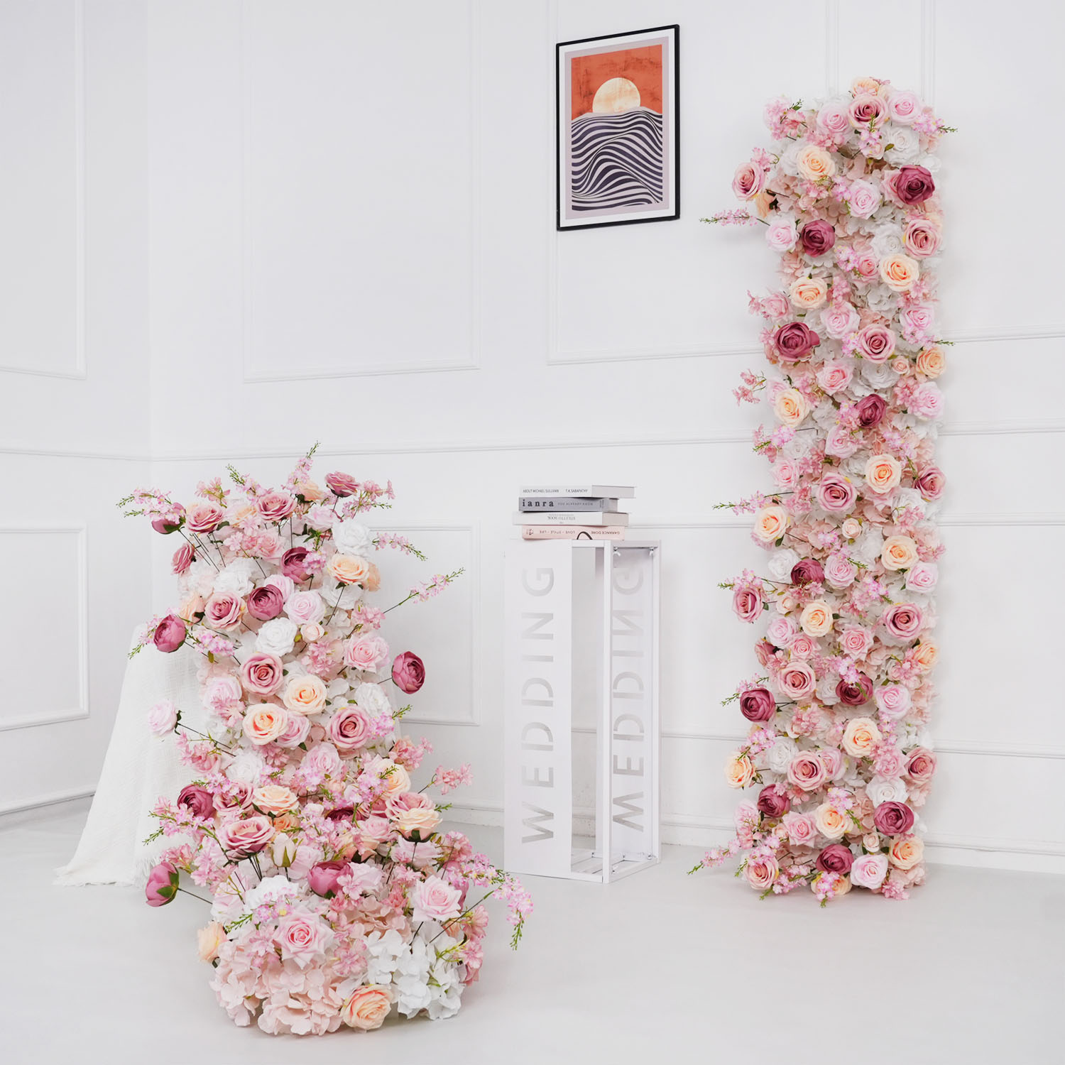 Flower Wall Panel - Bunga Bunga Buatan Mewah Baris Pesta