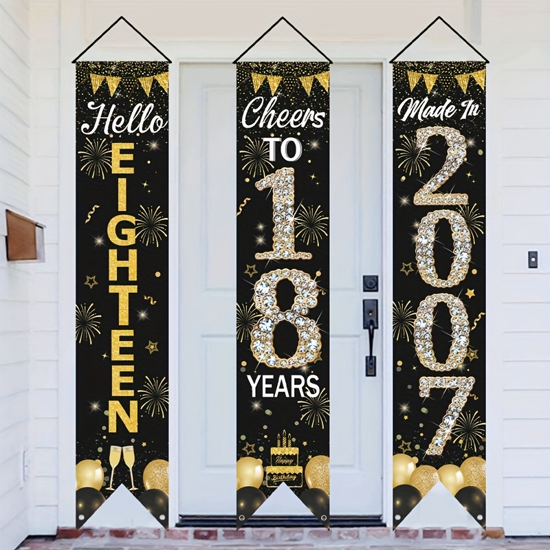 Party Banner Gold - Set Spanduk Pintu Ulang Tahun ke-18