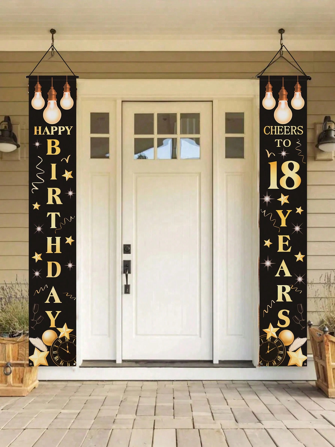 Party Banner Gold - 1 Pasang Spanduk Perayaan Ulang Tahun