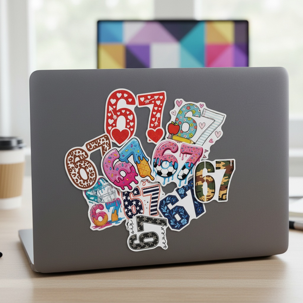 Plastic Cup 50Pcs - 50 Buah Stiker Grafiti Digital Nomor