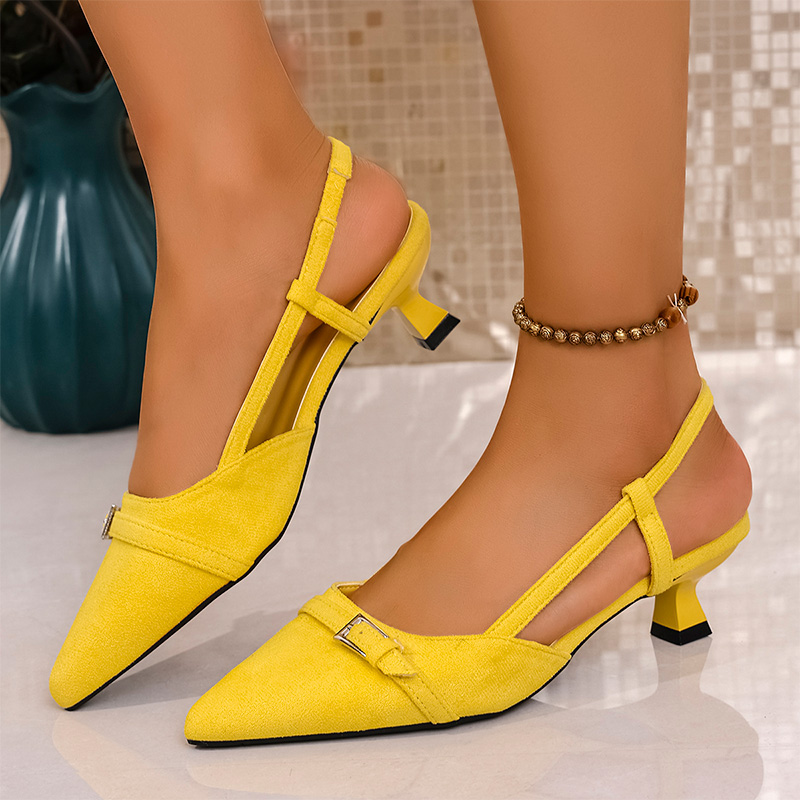 Neon Sign Party - Sandal Hak Tinggi Kuning Modis untuk