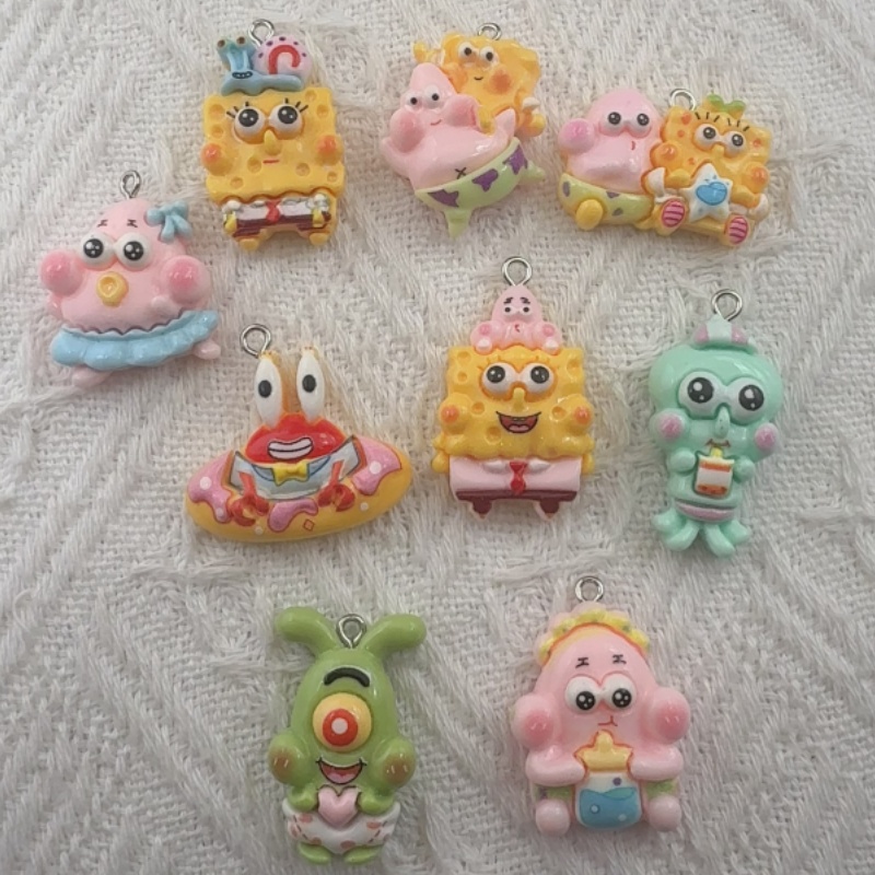 Event Party - 10 buah liontin resin kartun, anting-anting
