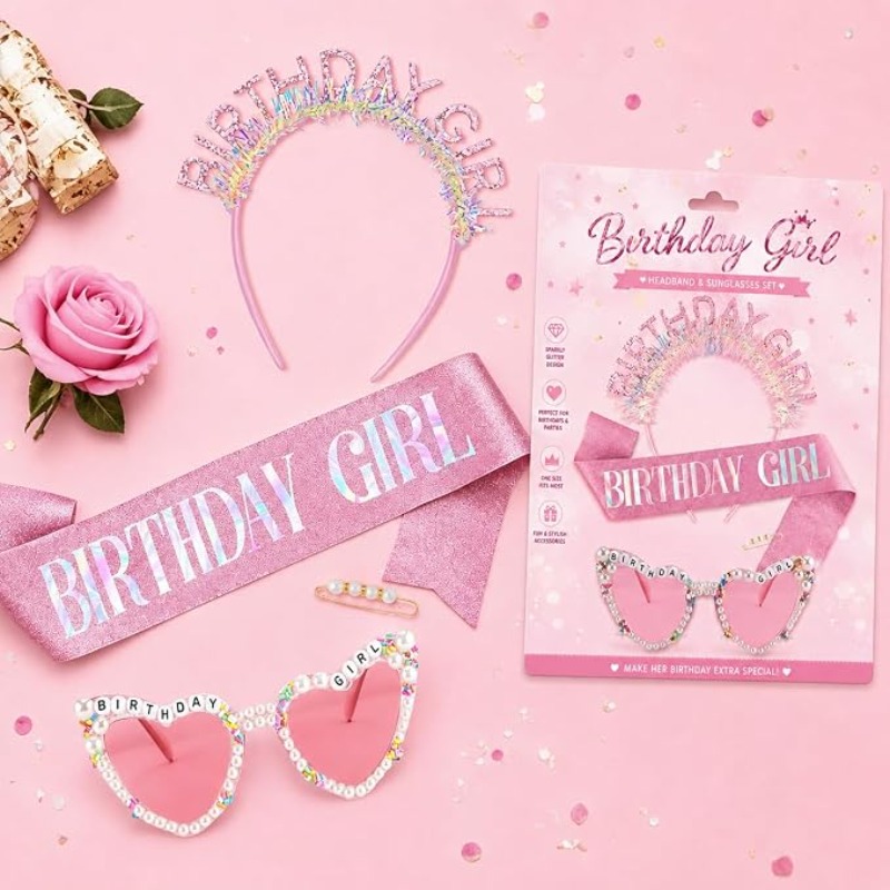 3pcs/set Set Aksesoris Pesta W - Birthday Sash Glitter ulasan dan harga