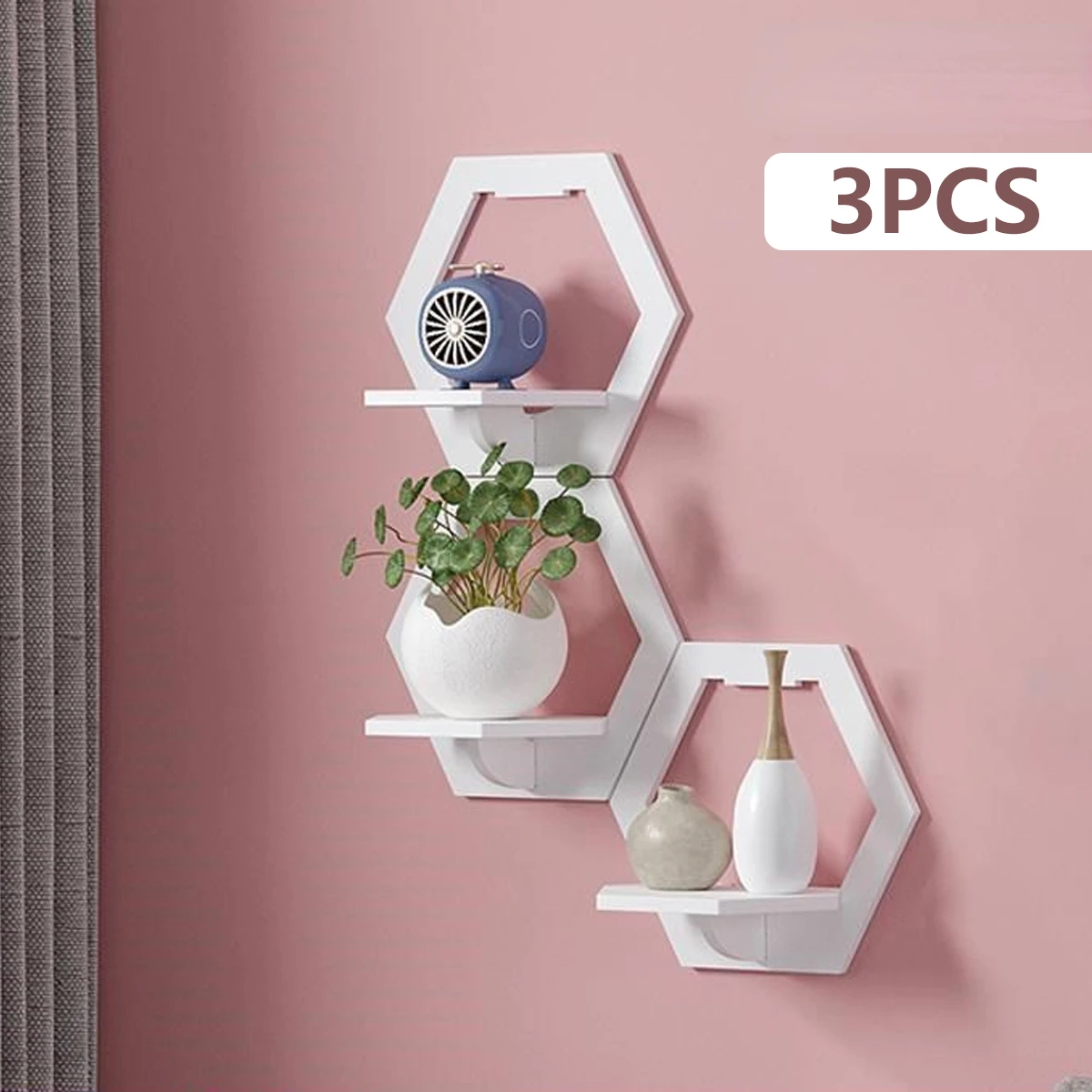 3 buah rak dinding segi enam g - Flower Wall Panel ulasan dan harga