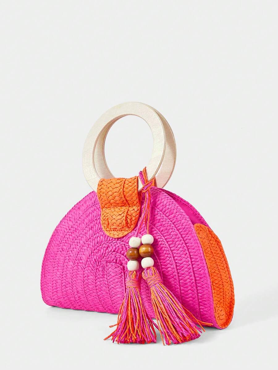 Tas Tangan Wanita Bulat Berbah - Paper Straw Color ulasan dan harga