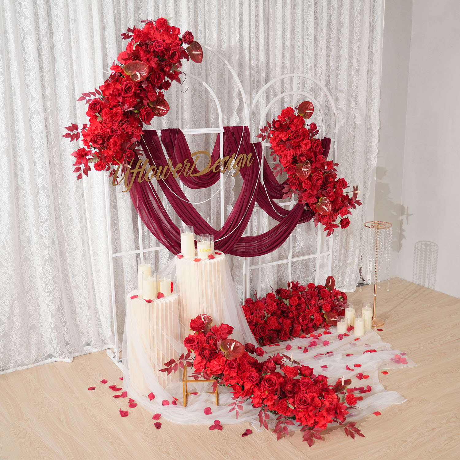 Dekorasi Lengkung Pernikahan U - Flower Wall Panel ulasan dan harga