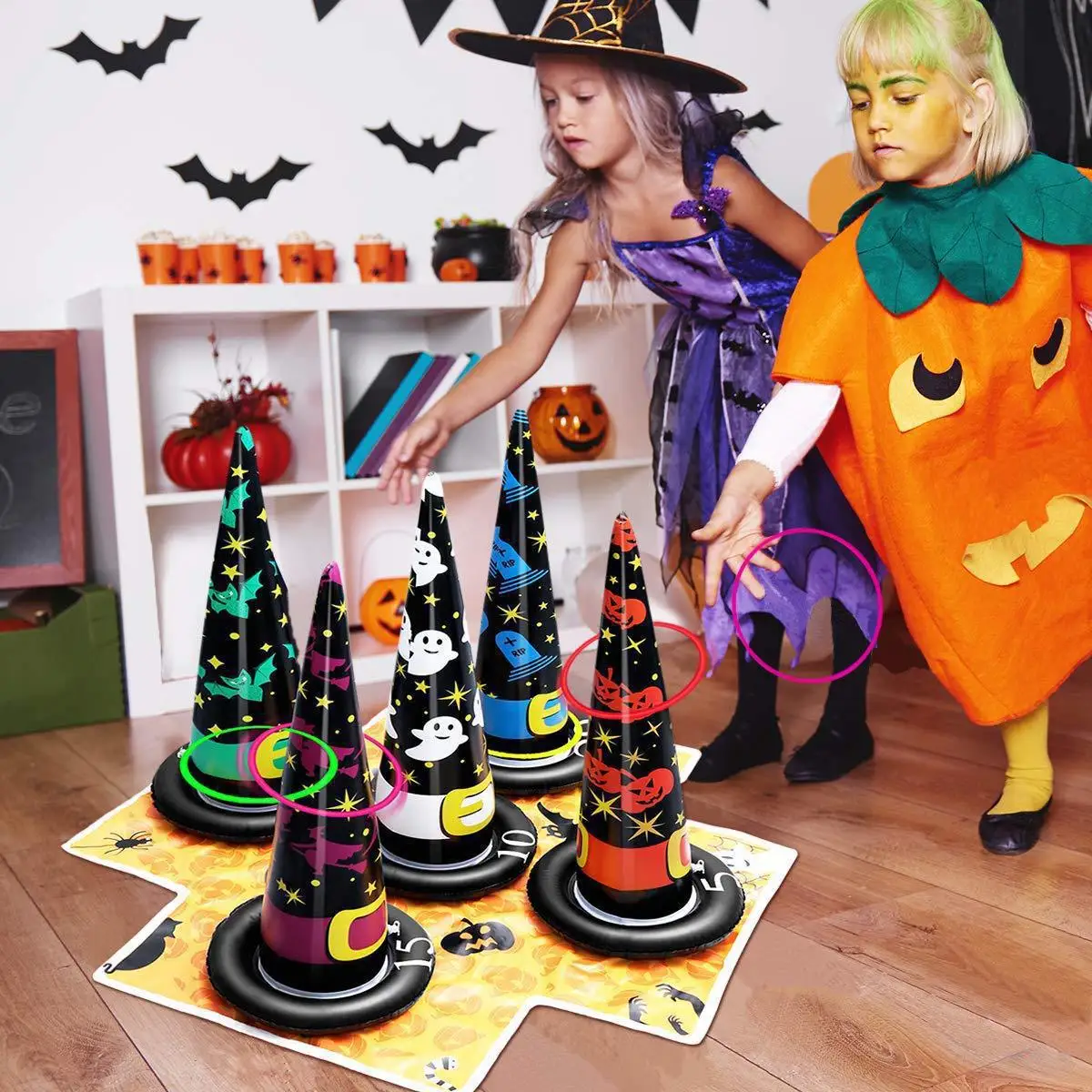 1-10Set Set Cincin Lempar Tiup - Party Hat Cone ulasan dan harga